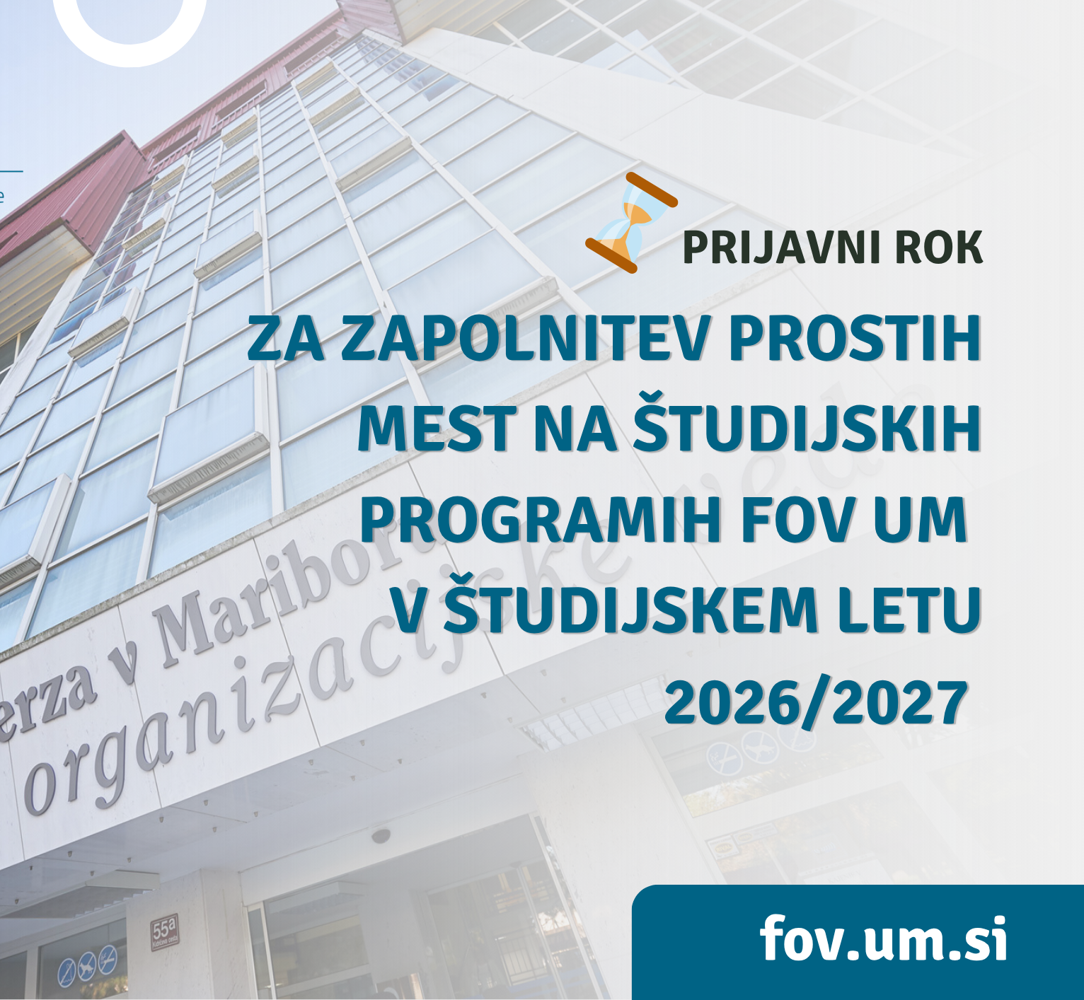 Featured image for “Prijavni roki za zapolnitev prostih mest na naših študijskih programih v študijskem letu 2026/2027”